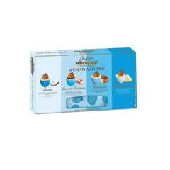 Sfumati Azzurro - toasted almonds in white chocolate flavour mix in blue coloured sugar Jag Couture London - New York