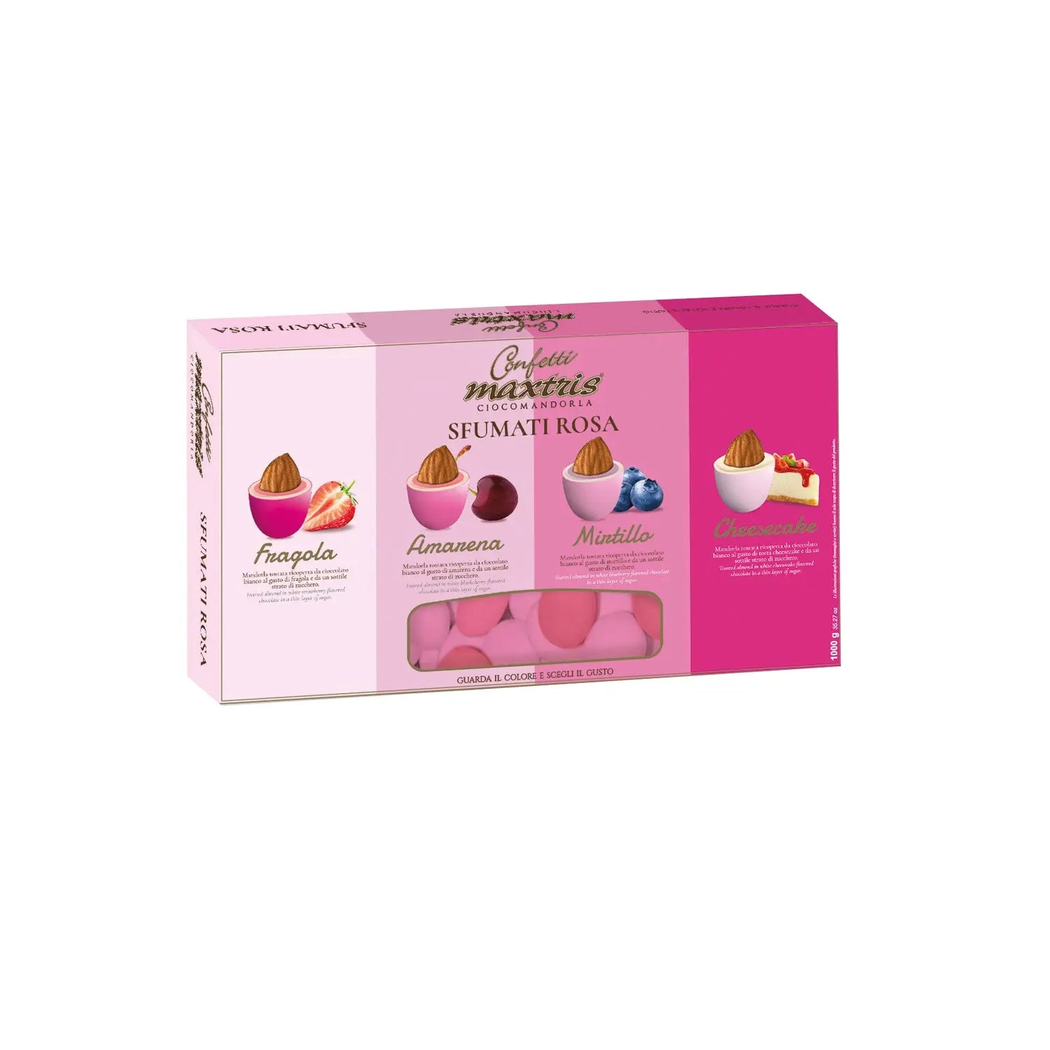 Sfumati Rosa - toasted almonds in white chocolate flavour mix in pink coloured sugar Jag Couture London - New York