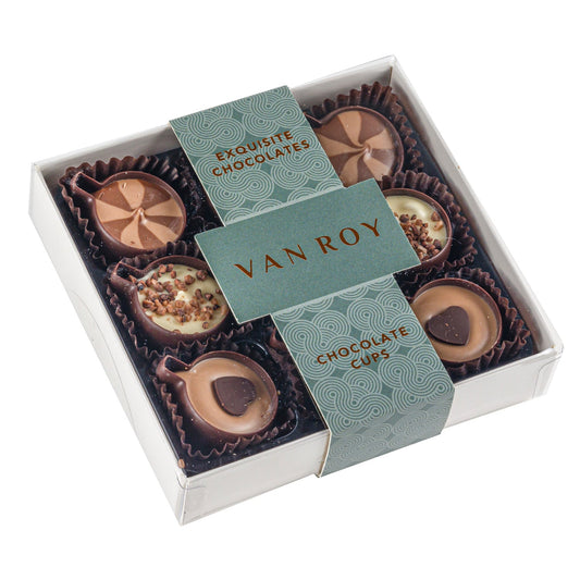 Luxury chocolate cup selection in 9 choc grey base with cello lid