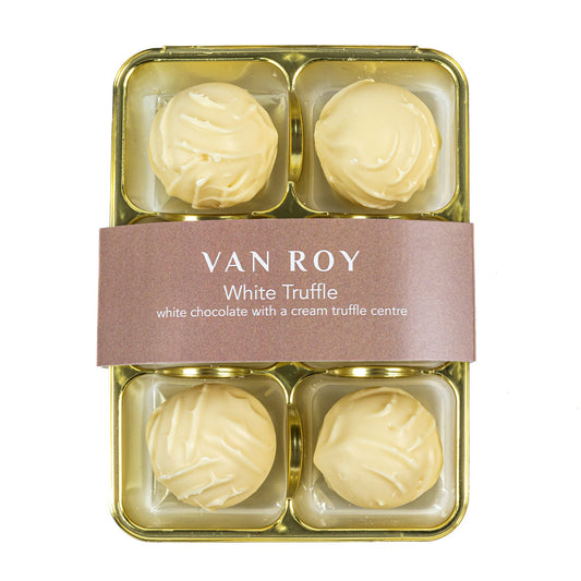 Van Roy 6 pack of white chocolate truffles in cello