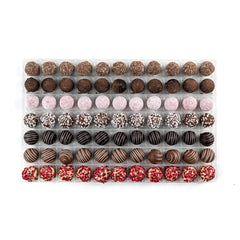 English Truffle Selection - milk caramel, dark rum, pink gin, milk prosecco, dark cappuccino, milk orange, white champagne