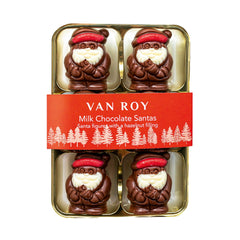 Milk chocolate Santa figures with hazelnut filling in cello pack