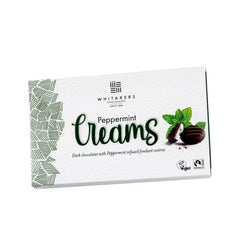 Whitakers dark chocolate covered peppermint fondant creams in carton