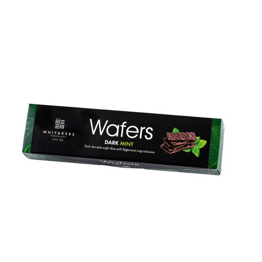 Whitakers dark chocolate covered mint wafers in carton