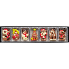 Decorated solid milk chocolate Christmas caraques in finger box - 300mm