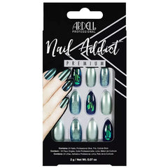 Jag Couture London - New York Ardell Nail Addict Green Glitter Chrome False Nails