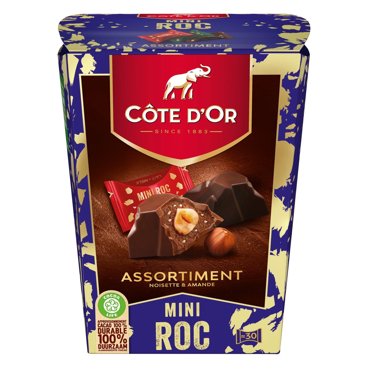 Jag Couture London - New York Cote d'Or Mini Roc Assortment - smooth milk and dark chocolates with a whole hazelnut, soft praline and crispy pieces and caramel