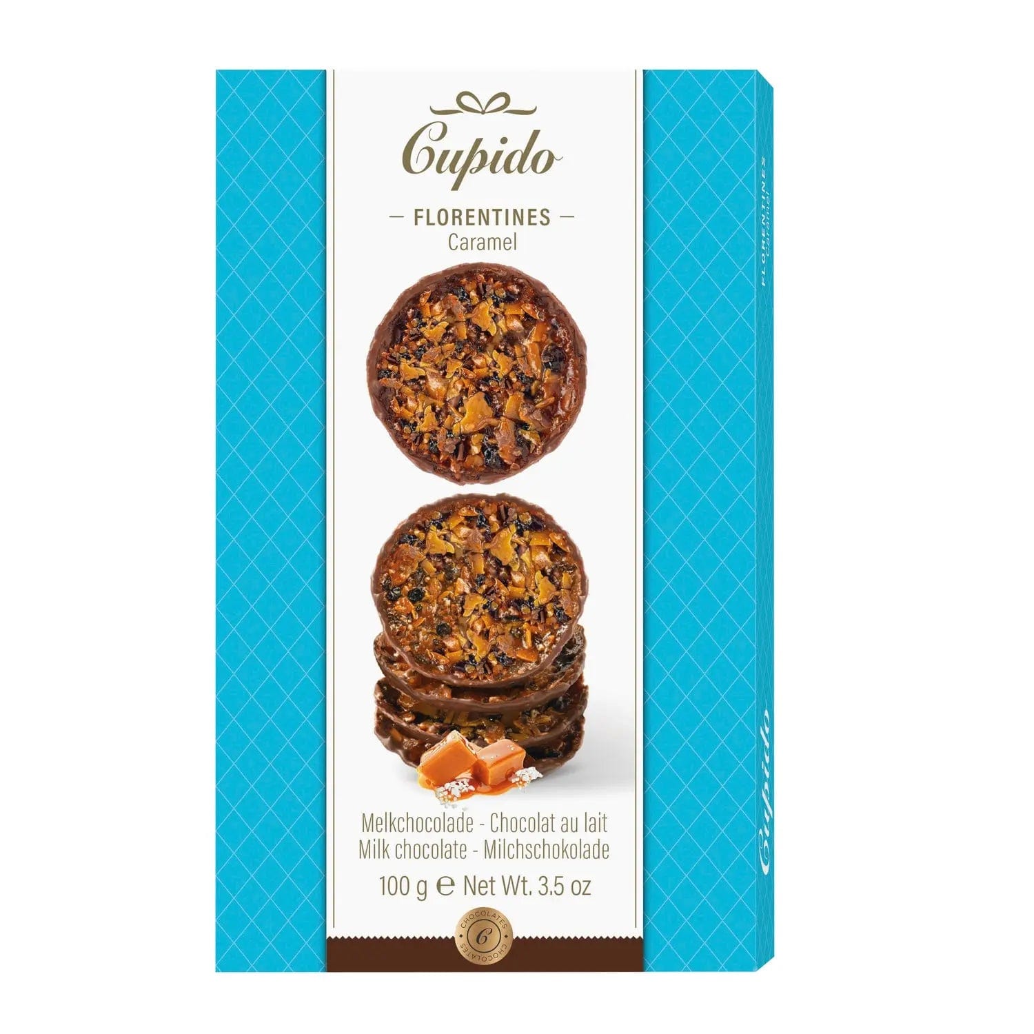 Jag Couture London - New York Cupido milk chocolate caramel flavoured florentines