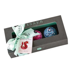 Jag Couture London - New York Deluxe gift box of 3 fruity Picasso chocolates with menu tag