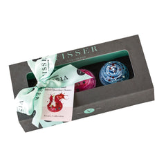 Jag Couture London - New York Deluxe gift box of 3 fruity Picasso chocolates with menu tag