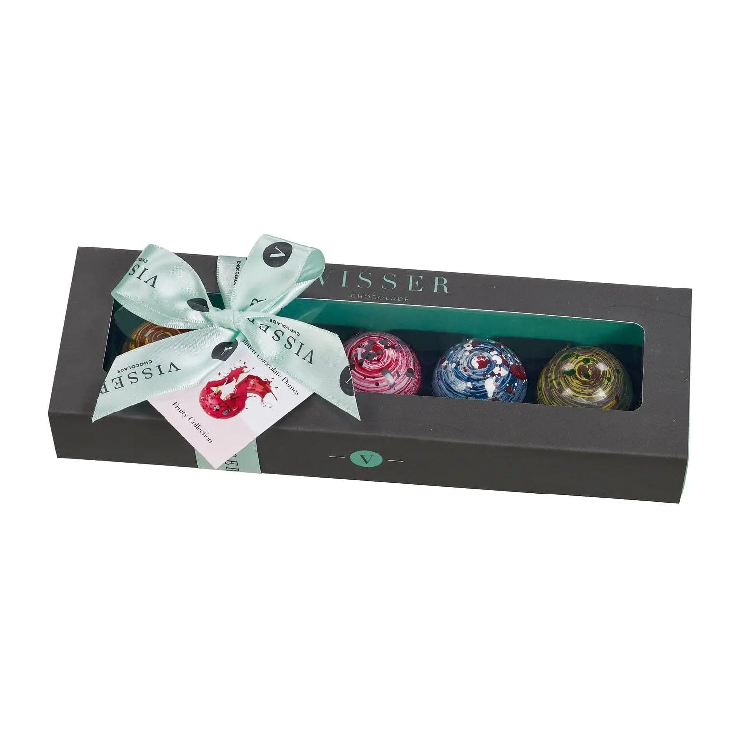 Jag Couture London - New York Deluxe gift box of 5 fruity Picasso chocolates with menu tag