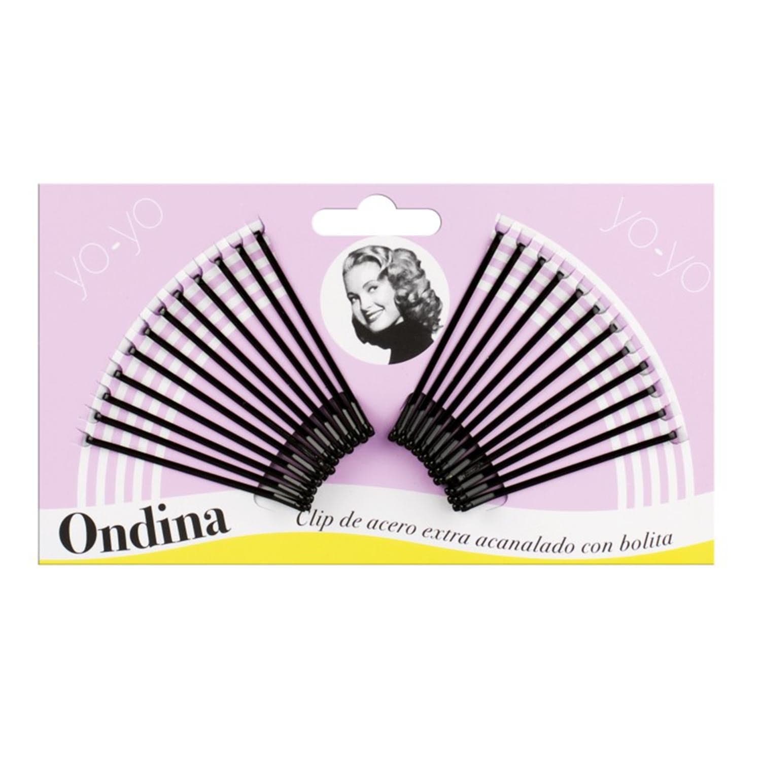 Jag Couture London - New York Eurostil Acanalado Clips Acero Con Bolita Negra 50mm Pack 1un
