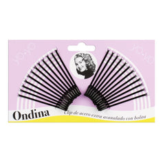 Jag Couture London - New York Eurostil Acanalado Clips Acero Con Bolita Negra 50mm Pack 1un