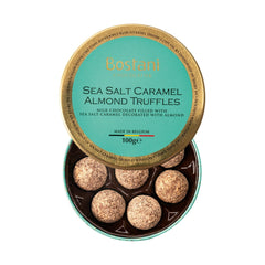Jag Couture London - New York Gift tin of sea salt caramel almond milk chocolate truffles rolled in almond flavour powder - 11 x 3.6cm