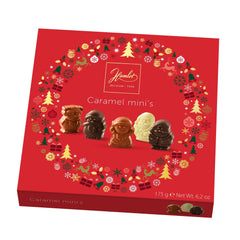 Jag Couture London - New York Hamlet red carton of assorted chocolate caramel filled Christmas figures