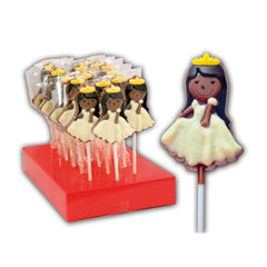 Jag Couture London - New York Hand decorated chocolate princess lollipops in display