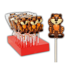 Jag Couture London - New York Hand decorated chocolate tiger lollipops in display