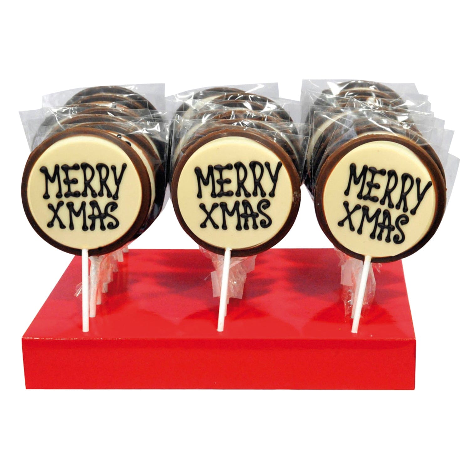 Jag Couture London - New York Hand decorated milk chocolate Merry Xmas lollies