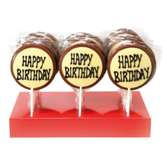 Jag Couture London - New York Hand decorated milk chocolate message lollies - Happy Birthday