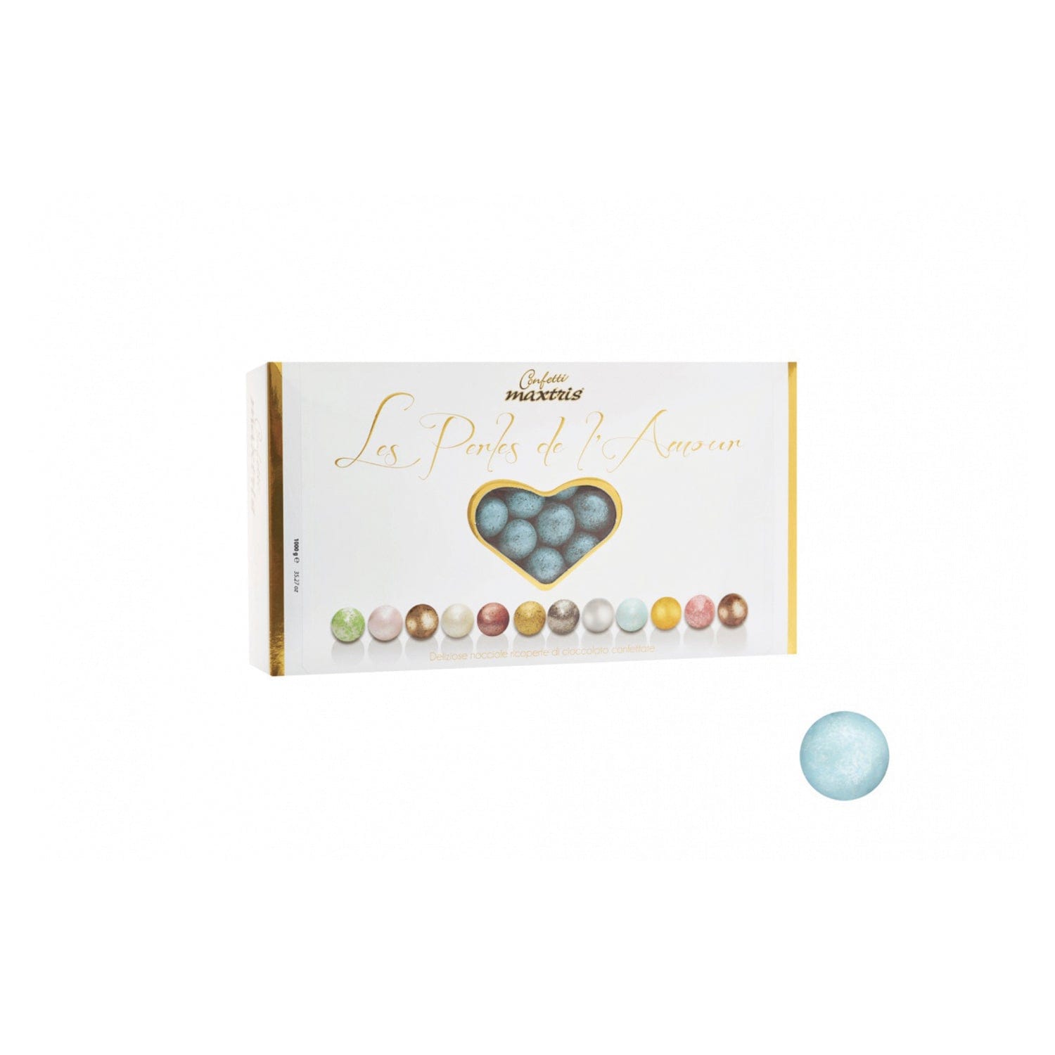 Jag Couture London - New York Les Perles Summer Bleu - toasted hazelnut in dark and white chocolate blue coloured sugar