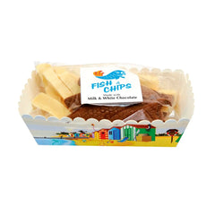 Jag Couture London - New York Milk and white chocolate fish & chips in carton