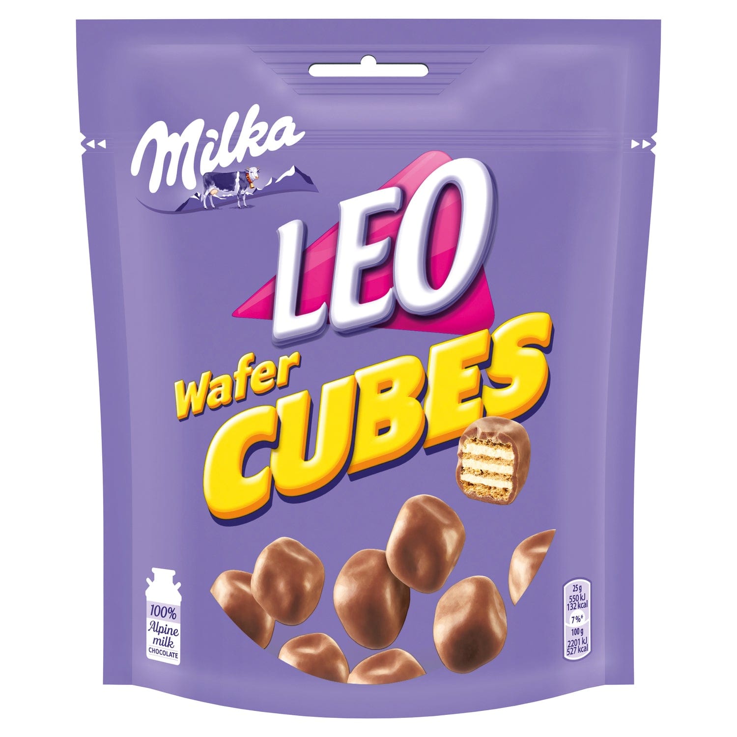 Jag Couture London - New York Milka Leo Cubes pouch of milk chocolate covered wafer pieces