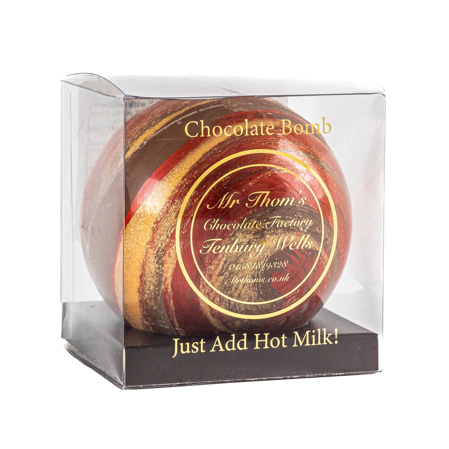 Jag Couture London - New York Mr Thoms single milk chocolate gingerbread bomb in acetate gift box - VAT FREE
