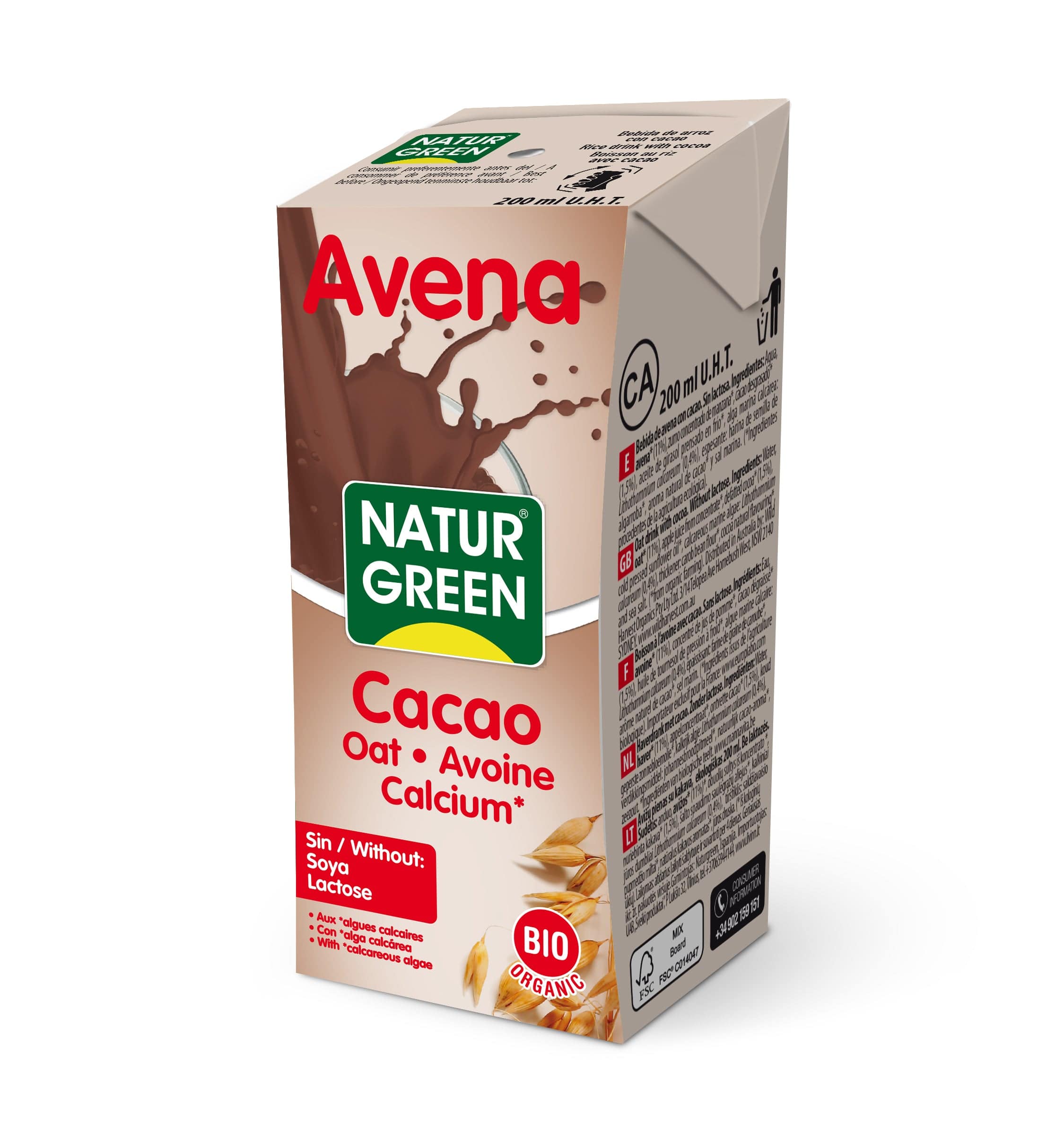 Jag Couture London - New York Naturgreen Naturgeen Bebida Avena Chocolate 200ml