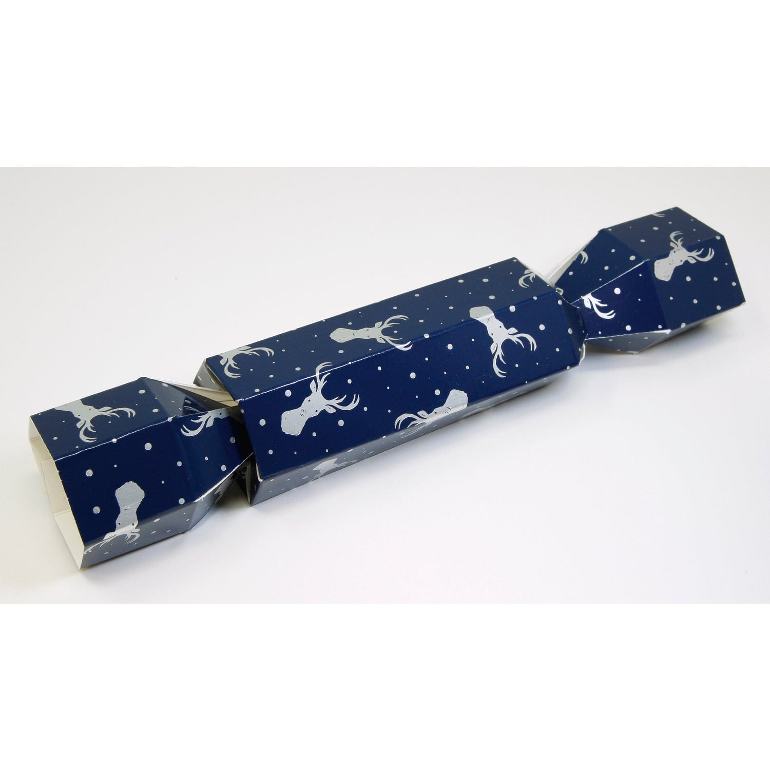 Jag Couture London - New York Navy with silver stag design cracker box (10 x 4 cm barrel)