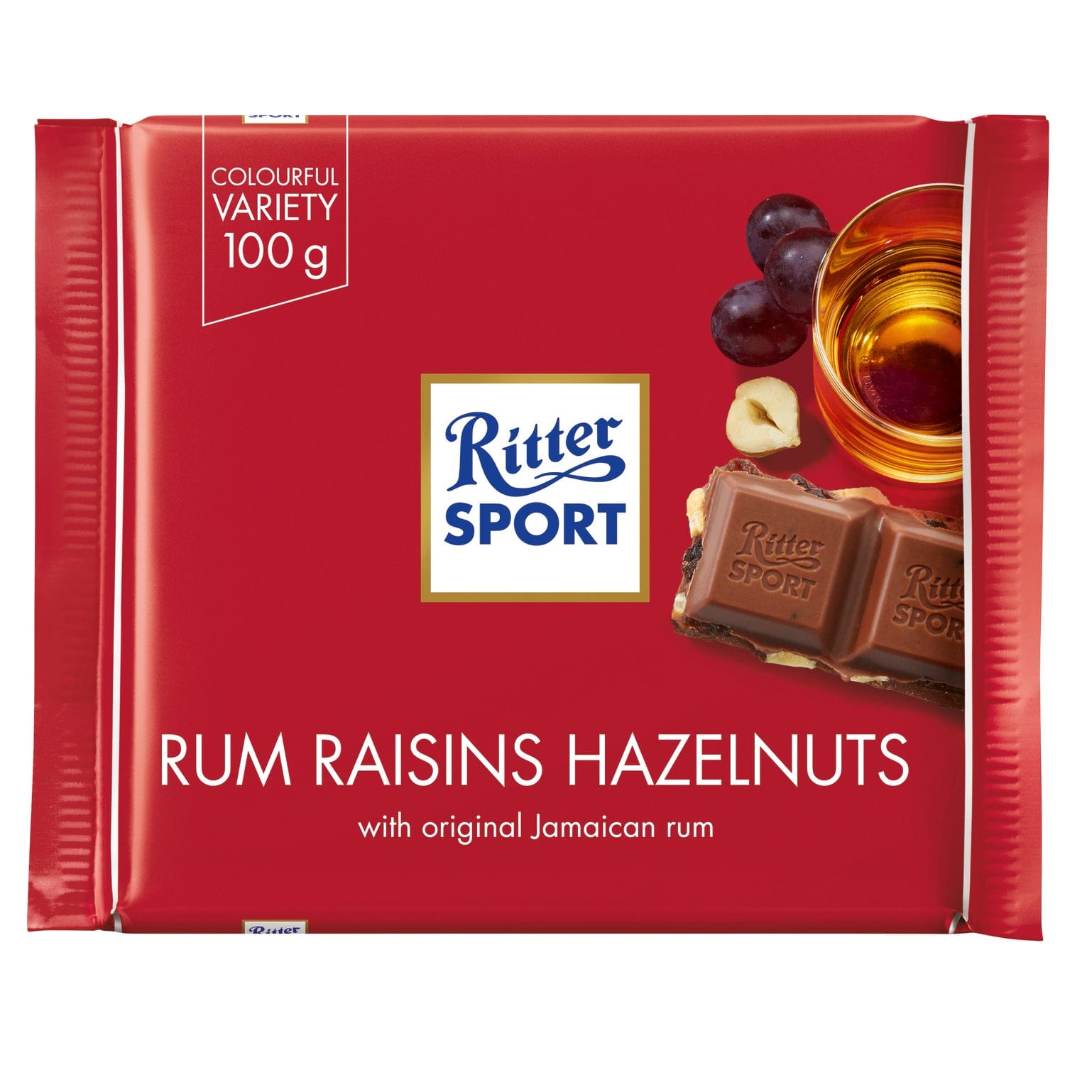 Jag Couture London - New York Ritter Sport milk chocolate with rum, raisins and hazelnuts bar