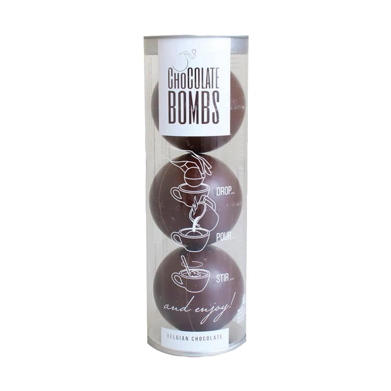Jag Couture London - New York Trio of dark chocolate bombs with mini marshmallows in acetate tube - VAT FREE