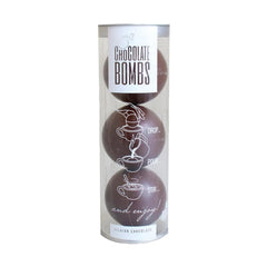 Jag Couture London - New York Trio of dark chocolate bombs with mini marshmallows in acetate tube - VAT FREE