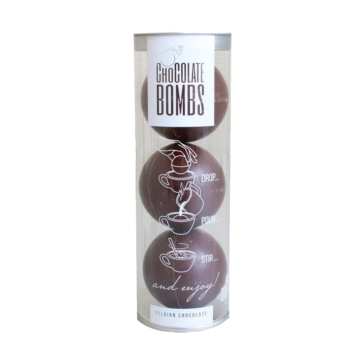 Jag Couture London - New York Trio of dark chocolate bombs with mini marshmallows in acetate tube - VAT FREE