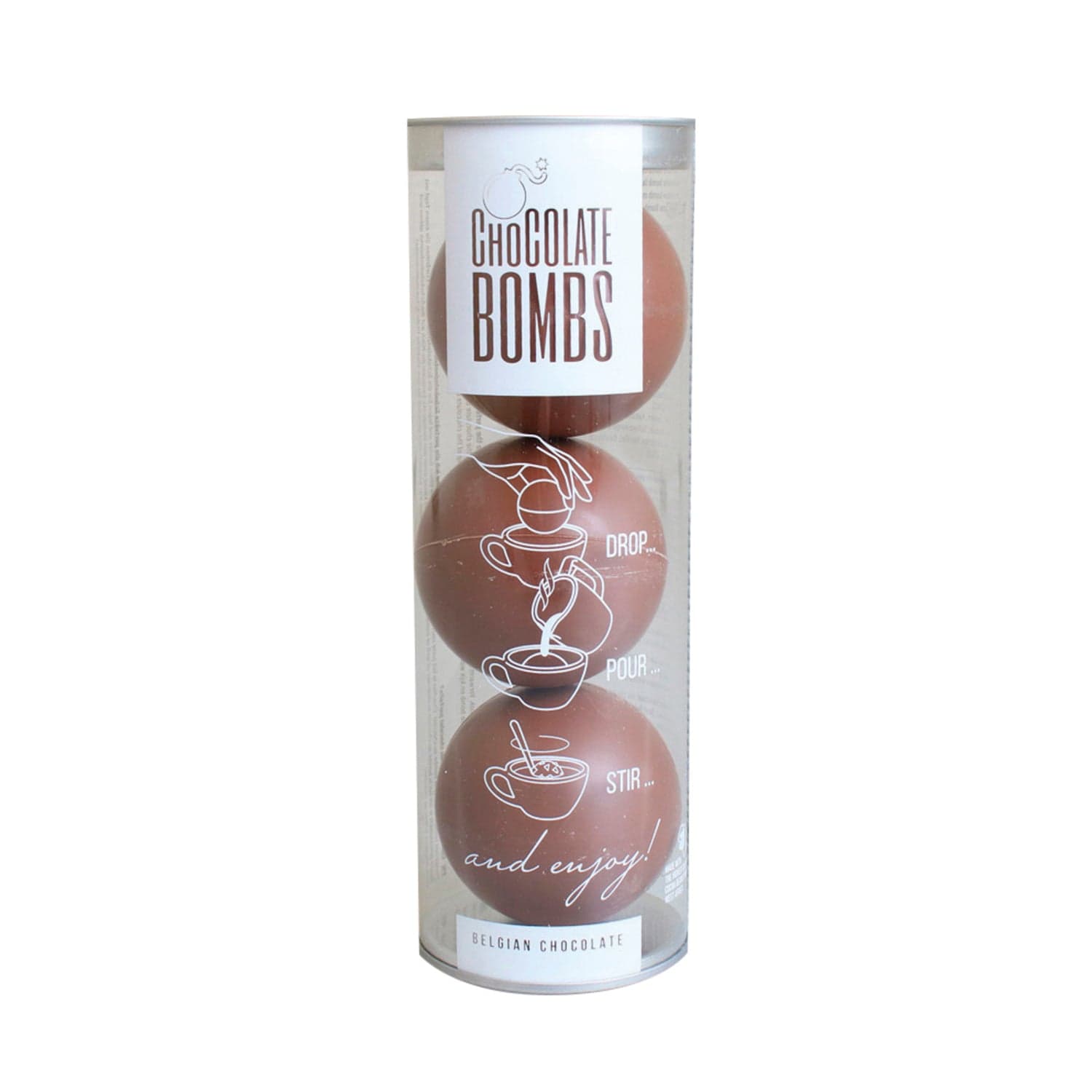 Jag Couture London - New York Trio of milk chocolate salted caramel bombs with mini marshmallows in acetate tube - VAT FREE