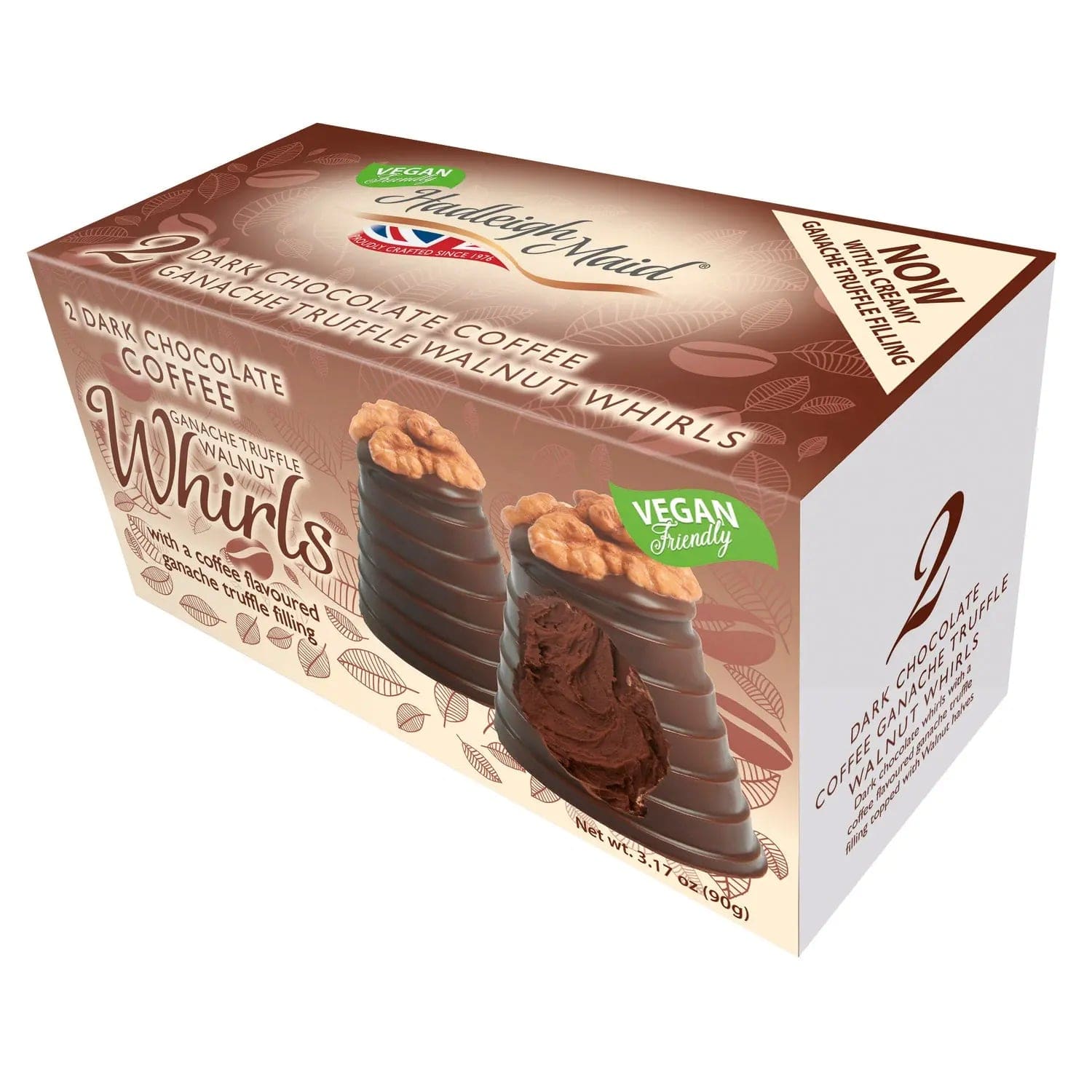 Jag Couture London - New York Vegan friendly dark chocolate coffee ganache walnut whirls twin pack