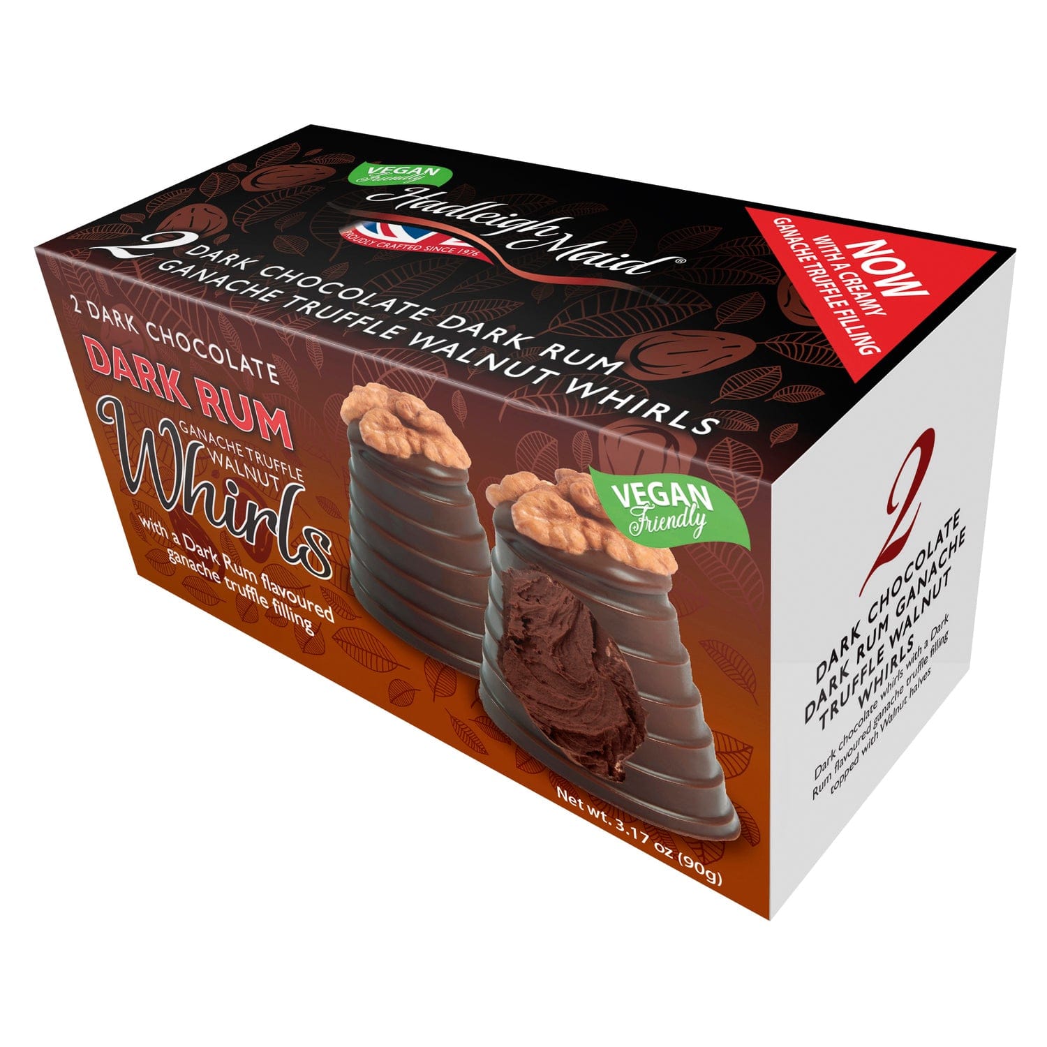 Jag Couture London - New York Vegan friendly dark chocolate rum ganache walnut whirls twin pack