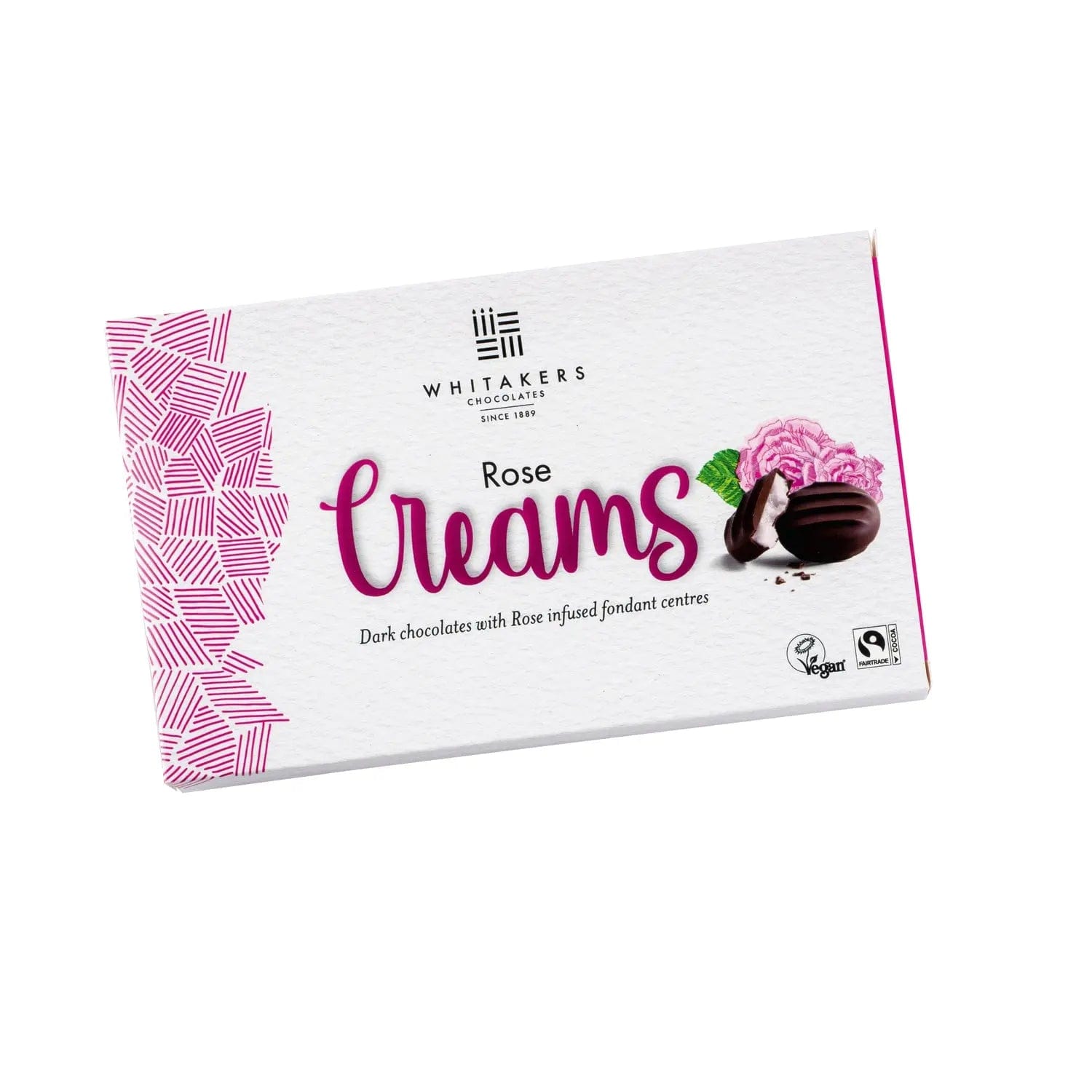 Jag Couture London - New York Whitakers dark chocolate covered rose fondant creams in carton