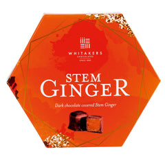 Jag Couture London - New York Whitakers dark chocolate covered stem ginger in hexagon box