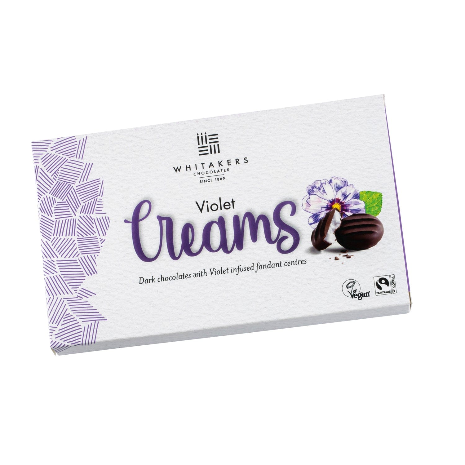 Jag Couture London - New York Whitakers dark chocolate covered violet fondant creams in carton