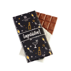 Jag Couture London - New York Whitakers milk chocolate bar with Congratulations wrapper