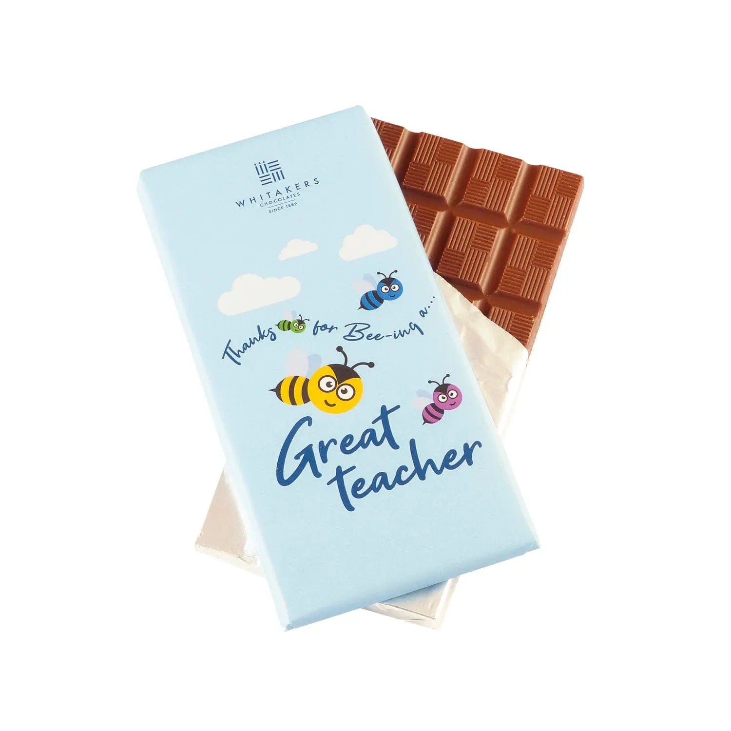 Jag Couture London - New York Whitakers milk chocolate bar with Great Teacher wrapper
