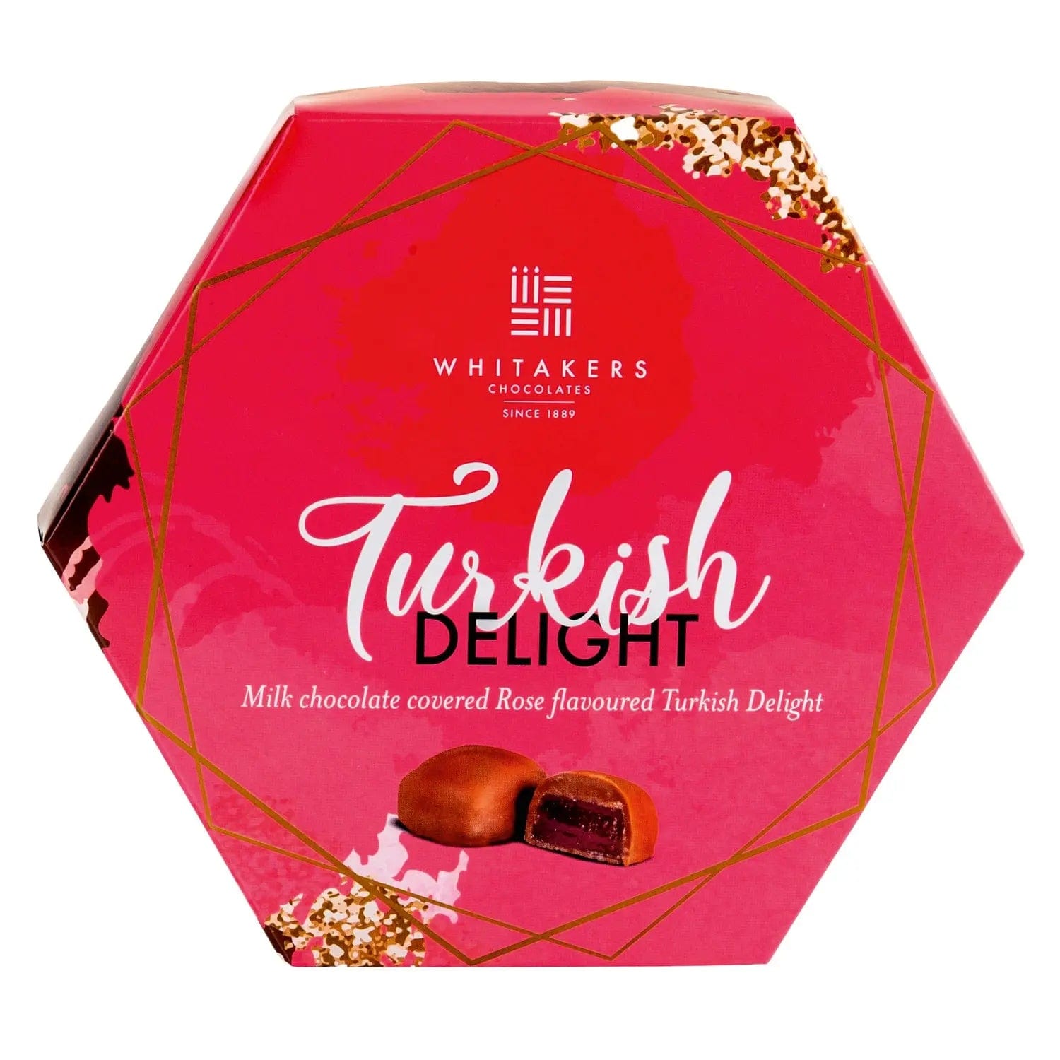 Jag Couture London - New York Whitakers milk chocolate covered Turkish delight in hexagon box