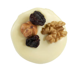 Jag Couture London - New York White mendiant - white chocolate disc with nuts and raisins 14g