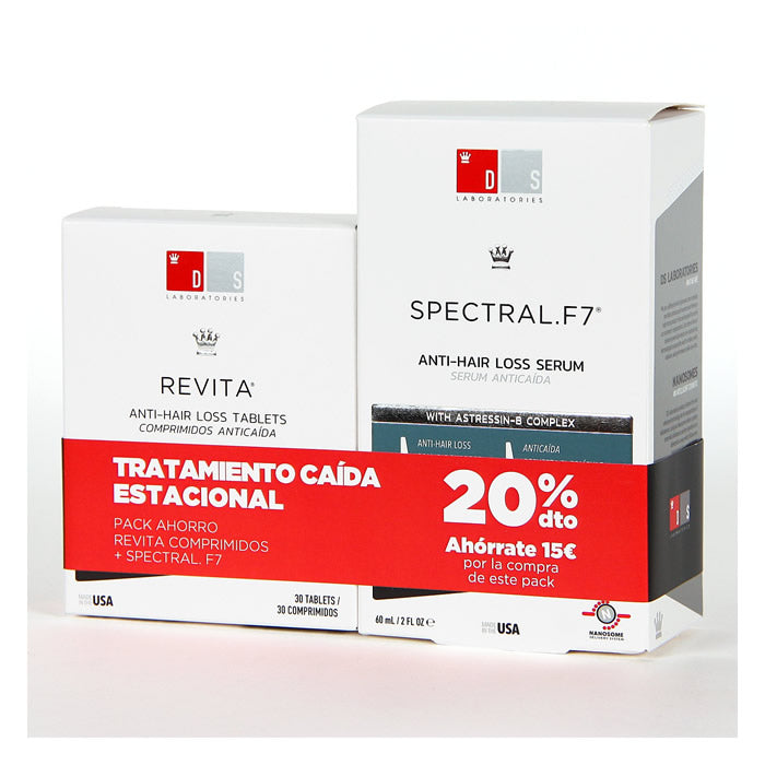 Ds Spectral F7 Hair Loss Treatment 60ml + Ds Revita 30 Tablets Set 2 Pieces Jag Couture London - New York