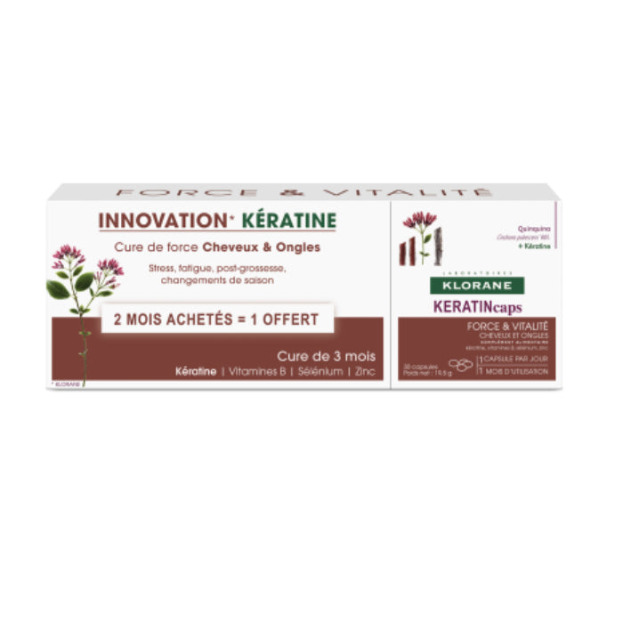 Klorane Keratincaps Anti-Chute de Cheveux Capsules 3x30 Capsules