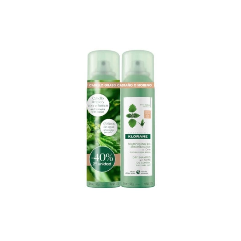 Klorane Purifying Dry Shampoo Nettle Dark Hair 2x150ml