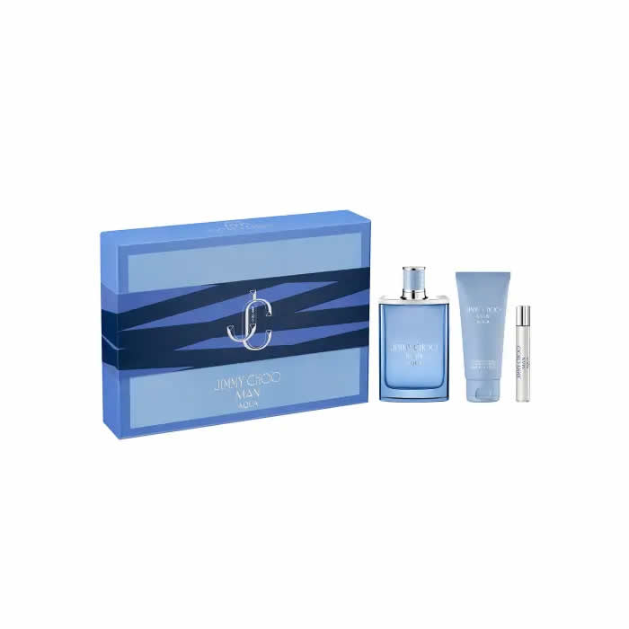 Jimmy Choo Man Aqua Eau De Toilette Spray 100ml Set 3 Pieces