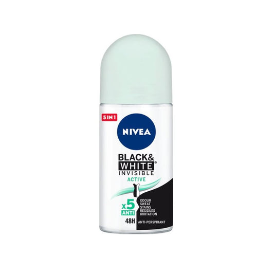 Nivea Black &amp; White Invisible Active Deodorant Roll On 50ml