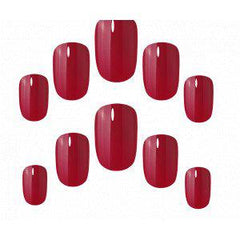 Elegant Touch Polished Colour 24 Nails With Glue Squoval Rich Red Jag Couture London - New York