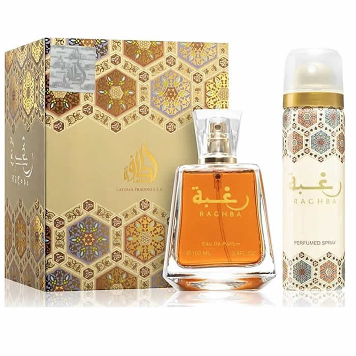 LATTAFA RAGHBA EAU DE PARFUM SPRAY 100ML + RAGHBA PERFUMED SPRAY 50ML